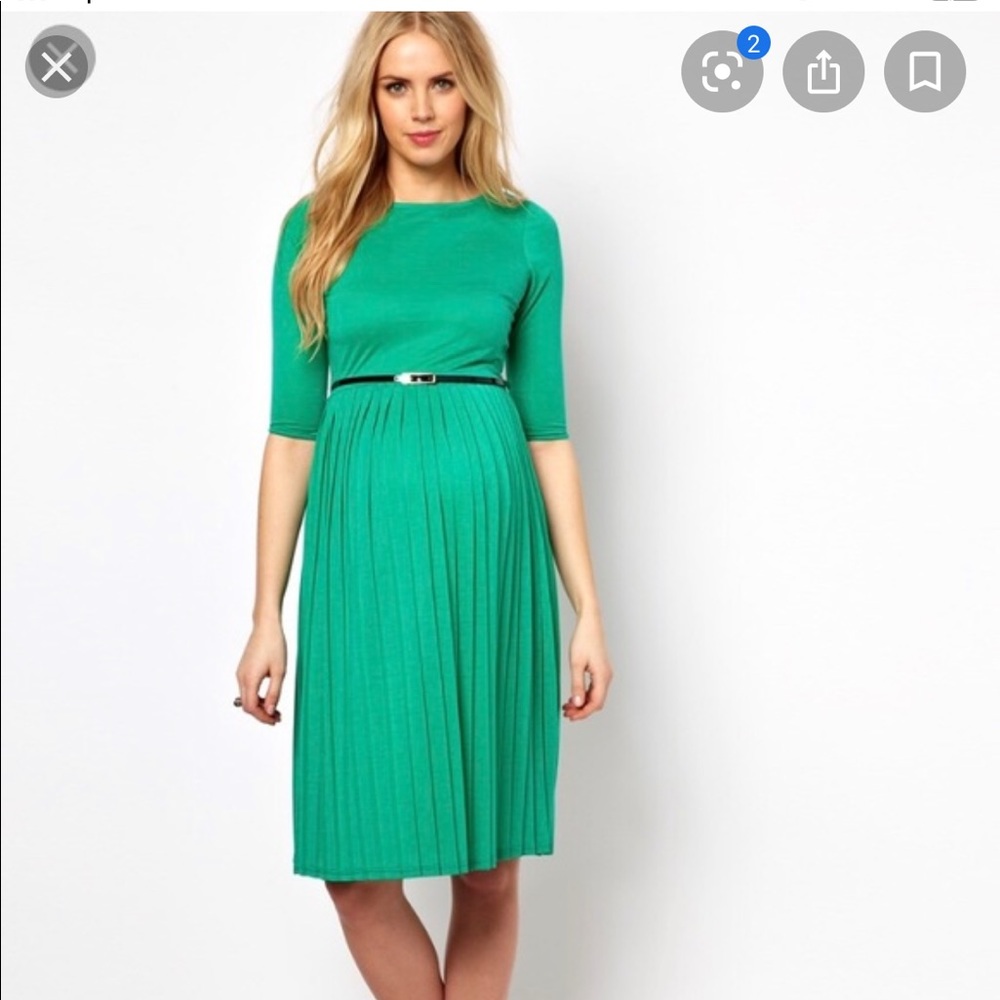 ASOS Maternity green pleated dress